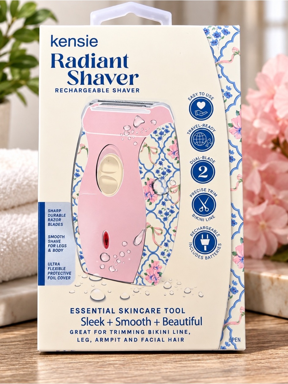 Kensie Radiant Shaver Pink Cordless Rechargeable Foil Head Body Shaver Women New